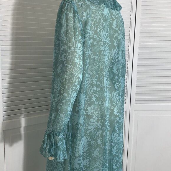 Wild Fable Women's Ruffle Duster Jacket Aqua Green Floral Size L - Picture 8 of 16
